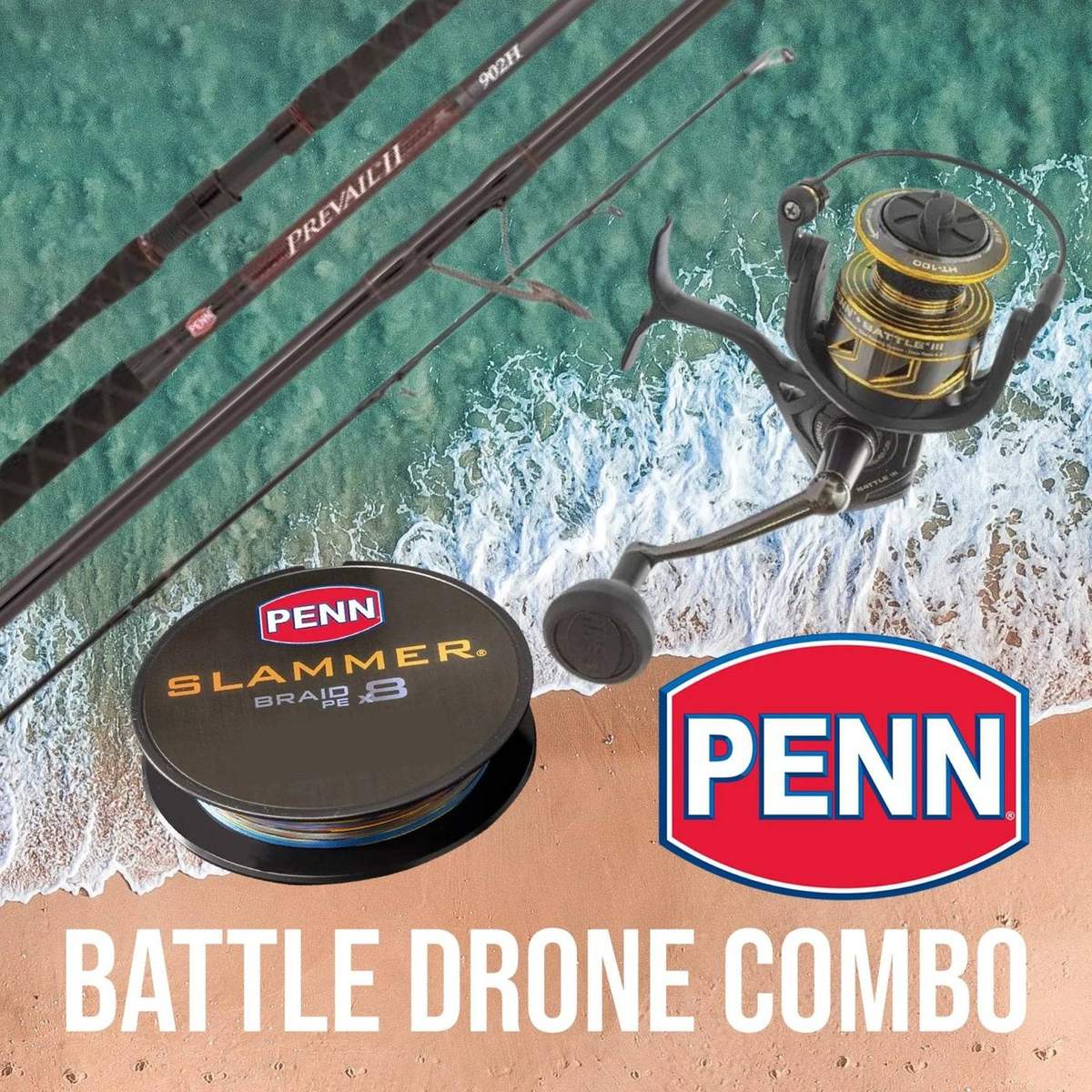 PENN Battle IV 10000 / Prevail II 3.66 m 37 kg Drone Combo – Bonus 29.5 kg Braid 500 m