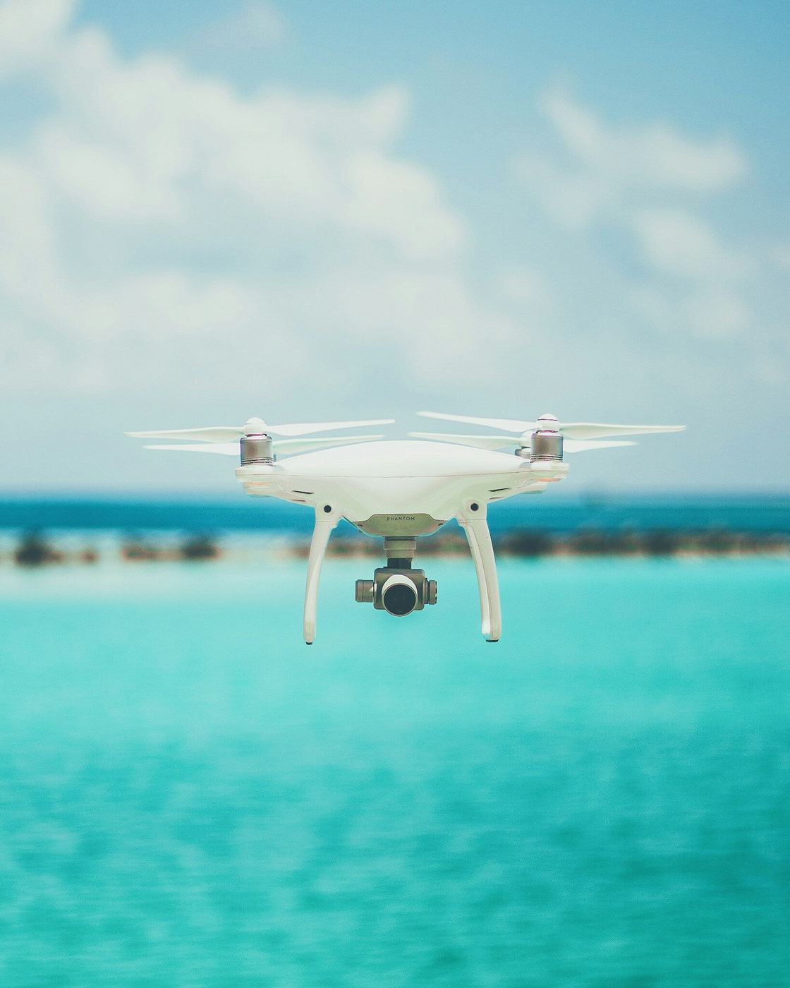 Drone flying above the sea for DJI drones for fishing guide