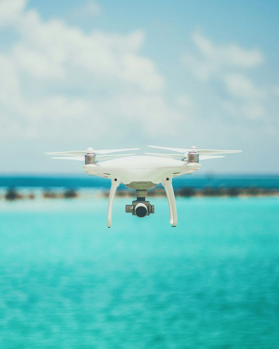Drone flying above the sea for DJI drones for fishing guide