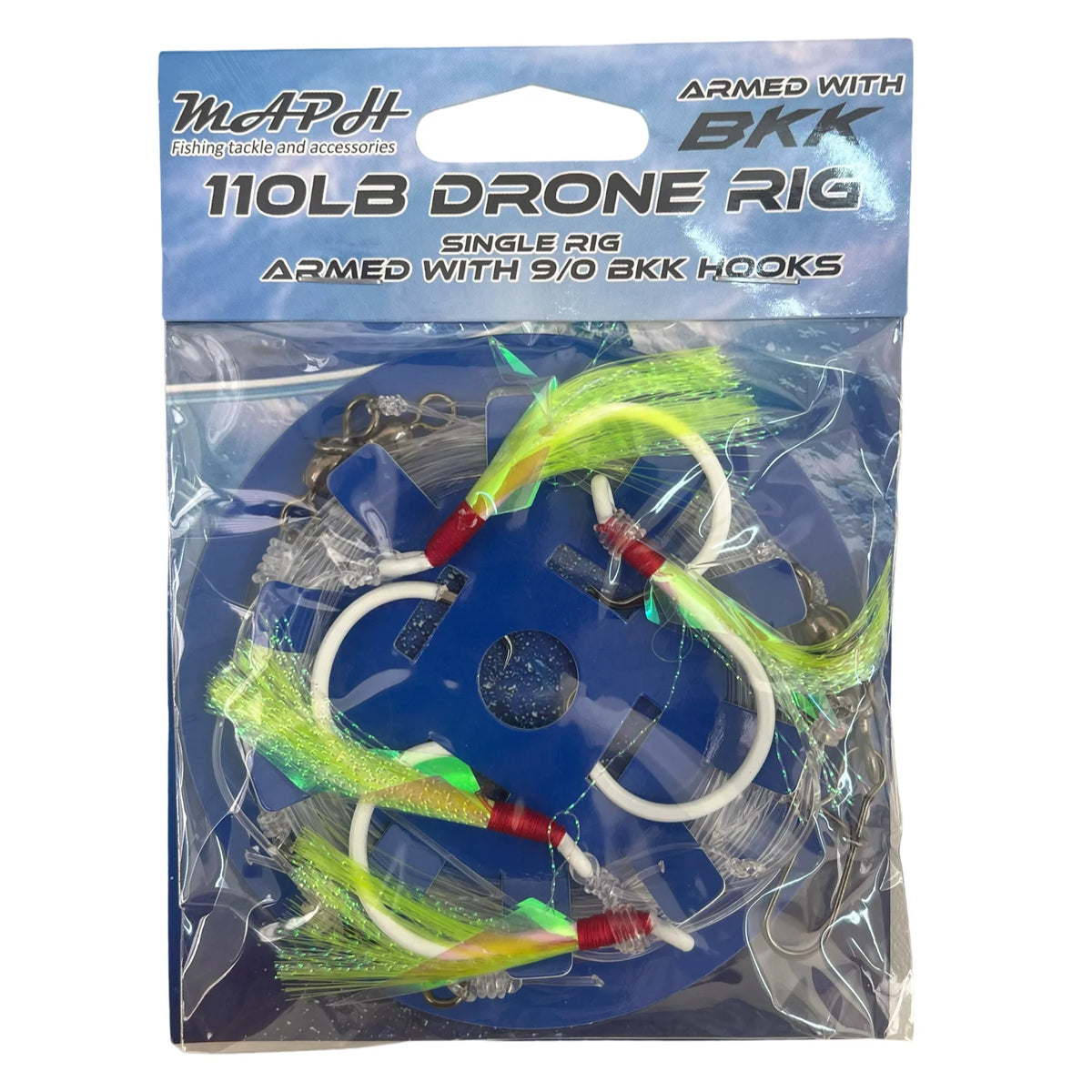Maph 9/0 drone fishing rig with Kona Glow circle hooks